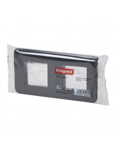 Plaque Mosaic avec support pour 2 x 2 modules montage horizontal noir mat LEGRAND 099482