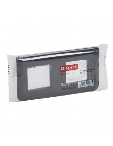 Plaque Mosaic avec support pour 2 x 2 modules montage horizontal noir mat LEGRAND 099482