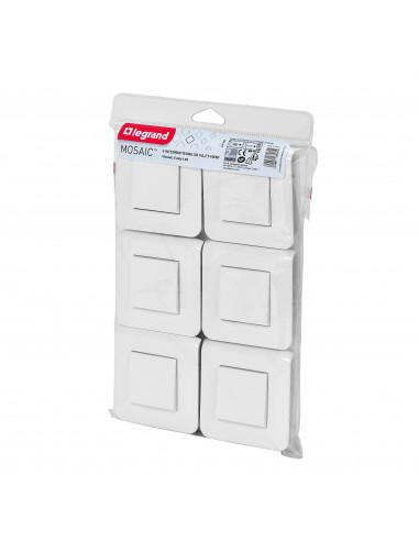 Lot de 6 interrupteurs ou va-et-vient Mosaic 10A blanc complet avec plaque LEGRAND 200082