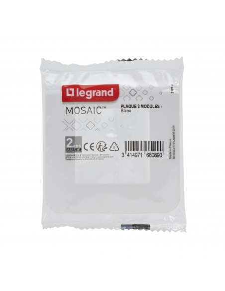 Plaque Mosaic 2 modules blanc LEGRAND 200942