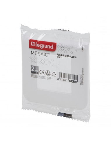 Plaque Mosaic 2 modules blanc LEGRAND 200942