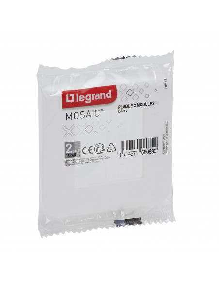 Plaque Mosaic 2 modules blanc LEGRAND 200942