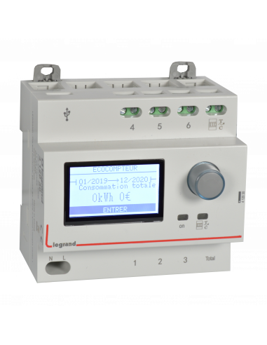 Ecocompteur module pour mesure consommation sur 5 postes 230V~ 5 modules LEGRAND 412030