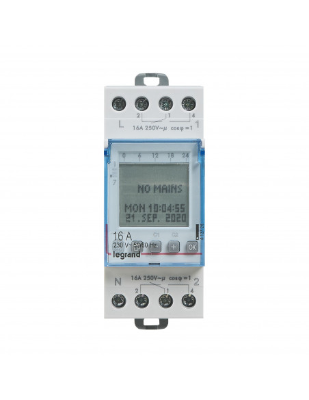 Interrupteur horaire programmable 1 SORTIE HEBDO. ASTRONOMIQUE 230 V BLUETOOTH LEGRAND 412723