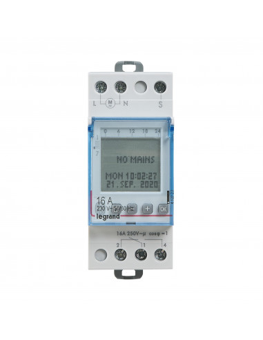 Interrupteur horaire programmable digital 2 SORTIES ANNUEL 230 V BLUETOOTH LEGRAND 412726