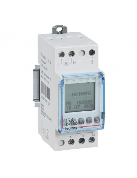 Interrupteur horaire programmable digital 2 SORTIES ANNUEL 230 V BLUETOOTH LEGRAND 412726