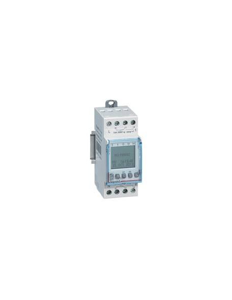 Interrupteur horaire digital modulaire programmable annuel 2 sorties 16A 250V alimentation 230V LEGRAND 412630