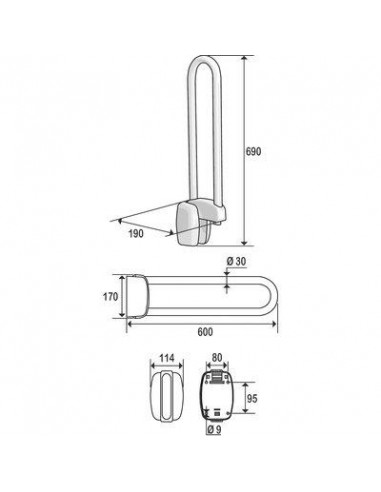 BARRE D'APPUI RELEVABLE LG 600 Pellet 048860