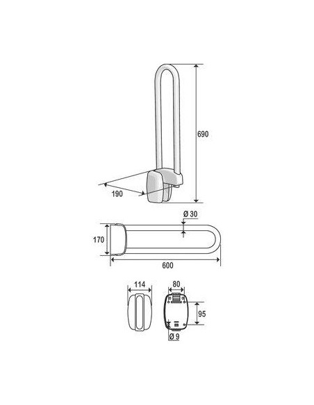 BARRE D'APPUI RELEVABLE LG 600 Pellet 048860