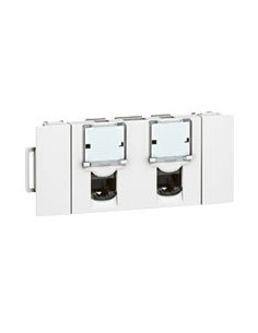Double prise RJ45 catégorie 6 FTP spéciale goulotte Mosaic à clippage direct 3 modules blanc LEGRAND 076546 2