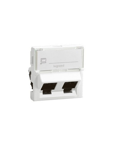 Double prise RJ45 catégorie 6 FTP inclines à 45° Mosaic 2 modules blanc LEGRAND 076506
