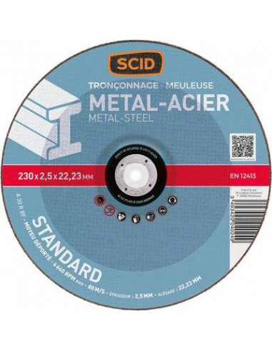 Disque à tronçonner Métaux Standard D.230mm SCID UN582