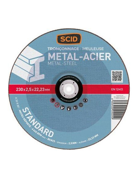Disque à tronçonner Métaux Standard D.230mm SCID UN582