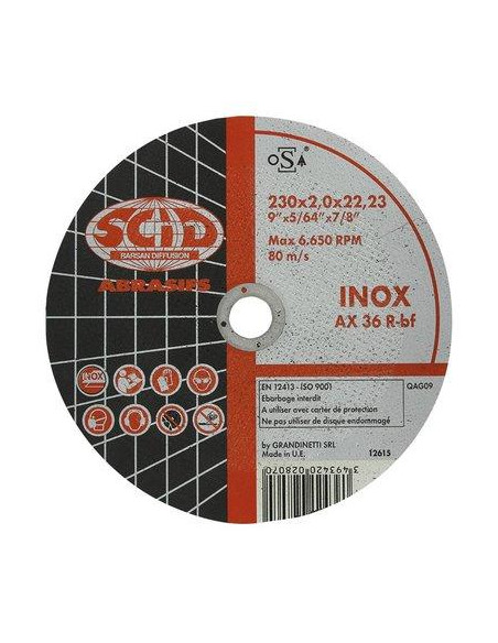 DISQUE TRONC.INOX 230X1 8 SCID