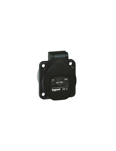 Socle Prise à encombrement réduit P17 à brochage domestique IP54 16A 250V~ noir LEGRAND 057673