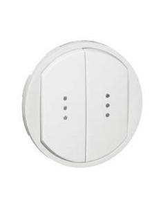 Enjoliveur large Céliane pour double interrupteur , va-et-vient ou poussoir avec voyant Blanc LEGRAND 068004