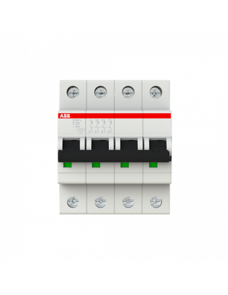 Disjoncteur S204L 4P 20A Courbe C Raccordement à vis - 6KA (4Modules) 2CDS244701R0204 ABB 350439