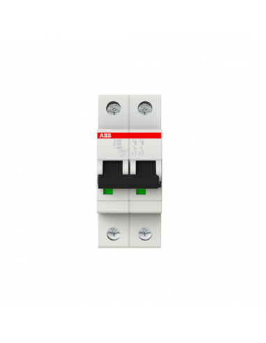 Disjoncteur S202 2P 20A Courbe C Raccordement à vis - 10KA (2Modules) 2CDS252001R0204 ABB 352239
