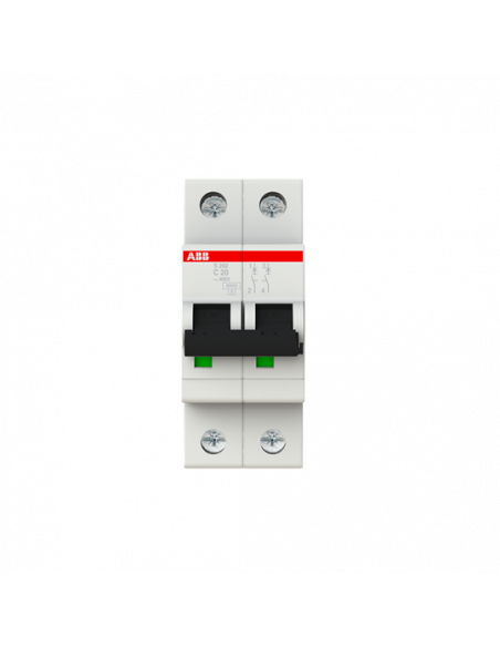 Disjoncteur S202 2P 20A Courbe C Raccordement à vis - 10KA (2Modules) 2CDS252001R0204 ABB 352239