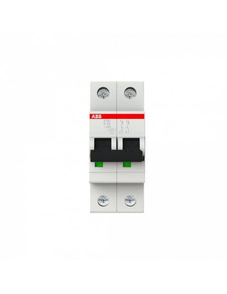 Disjoncteur S202 2P 25A Courbe C Raccordement à vis - 10KA (2Modules) 2CDS252001R0254 ABB 352240