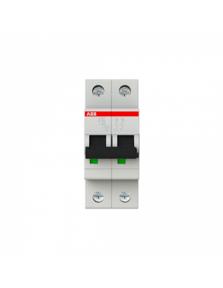 Disjoncteur S202 2P 50A Courbe C Raccordement à vis - 10KA (2Modules) 2CDS252001R0504 ABB 352243