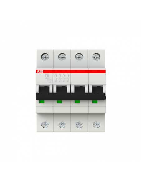 Disjoncteur S204 4P 20A Courbe C Raccordement à vis - 10KA (4Modules) 2CDS254001R0204 ABB 352439