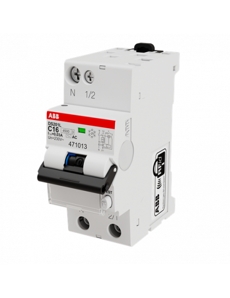 Disj. Diff. (DS201L) 1P+N 4,5/6Ka C-16A 30mA Ac 2CSR245041R1164 ABB 471013