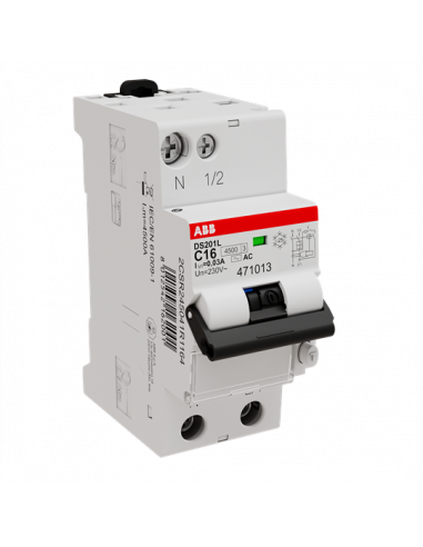 Disj. Diff. (DS201L) 1P+N 4,5/6Ka C-16A 30mA Ac 2CSR245041R1164 ABB 471013