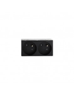 Prise TerCia 2 pôles + terre double spécial goulotte noir IBOCO B45022