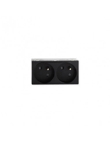 Prise TerCia 2 pôles + terre double spécial goulotte noir IBOCO B45022