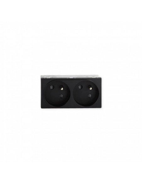 Prise TerCia 2 pôles + terre double spécial goulotte noir IBOCO B45022