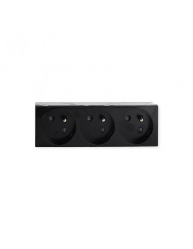 Prise TerCia 2 pôles + terre triple spécial goulotte noir IBOCO B45032