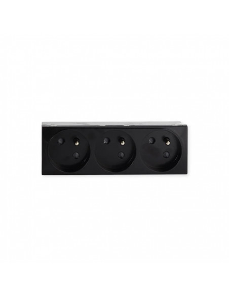 Prise TerCia 2 pôles + terre triple spécial goulotte noir IBOCO B45032