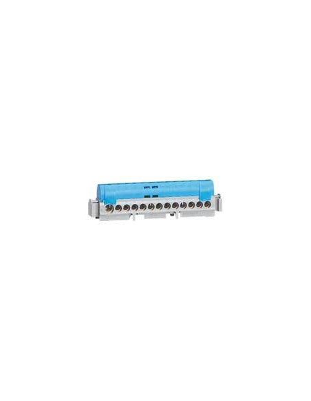 Bornier de répartition isolé IP2X neutre 8 connexions 1,5mm² à 16mm² bleu longueur 75mm LEGRAND 004842