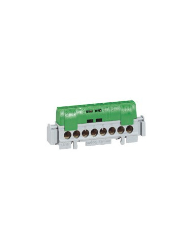 Bornier de répartition isolé IP2X terre 8 connexions 1,5mm² à 16mm² vert longueur 75mm LEGRAND 004832