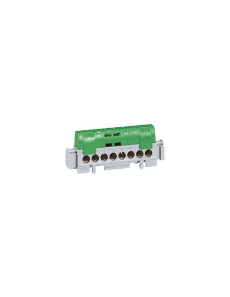 Bornier de répartition isolé IP2X terre 8 connexions 1,5mm² à 16mm² vert longueur 75mm LEGRAND 004832