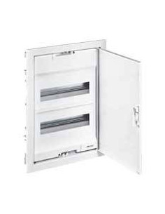 Coffret modulaire encastré 2 rangée 24+4 modules avec porte métal extra plate blanche LEGRAND 001532