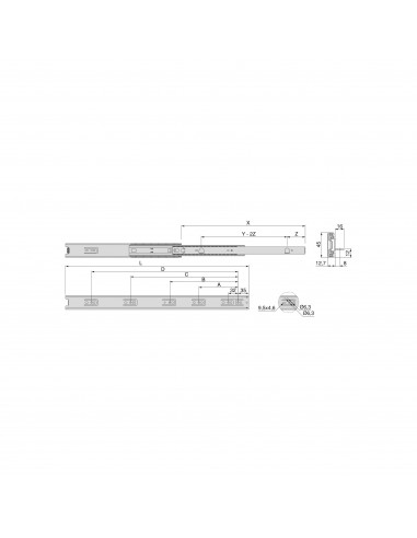 Pair de coulisses à billes pour tiroirs avec sortie totale avec equerres, hauteur 45 mm EMUCA 4300405