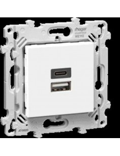Chargeur double USB A+C pure essensya HAGER WE113
