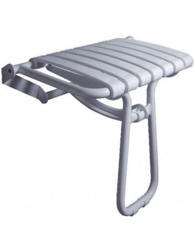 Siège de douche escamotable grande taille tube aluminium+inox assise avec lattes polypropylène blanc PELLET ASC 047632