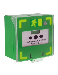 Bouton vert déclencheur déverrouillage des issues contrôlées sonore lumineux BDVL AIPHONE 120193
