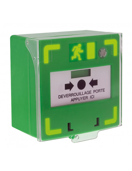 Bouton vert déclencheur déverrouillage des issues contrôlées sonore lumineux BDVL AIPHONE 120193