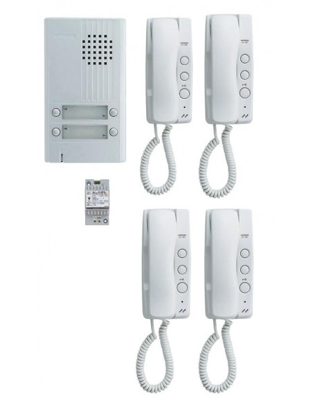 Kit audio platine alu saillie 4BP 4 combines et 1 transfo DA4DS+4xDA1MD+PT1211DR AIPHONE KITDA4 110550