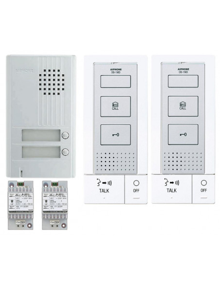 Kit audio platine alu saillie 2BP 2 p.maîtres mains libres et 2 transfos DA2DS+2xDB1MD+2xPT1211DR AIPHONE KITDB2 118715
