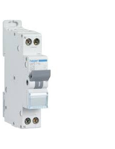 Disjoncteur Phase Neutre 2A 3kA Courbe C bornes à vis 1 Module HAGER MFN702