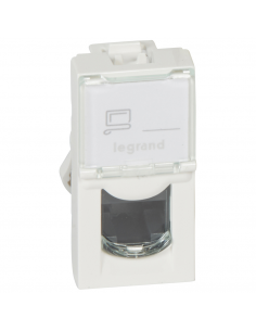 Prise RJ45 catégorie 6A STP à blindage métal Mosaic 1 module blanc LEGRAND 076573