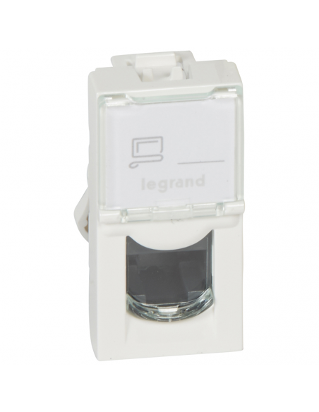 Prise RJ45 catégorie 6A STP à blindage métal Mosaic 1 module blanc LEGRAND 076573