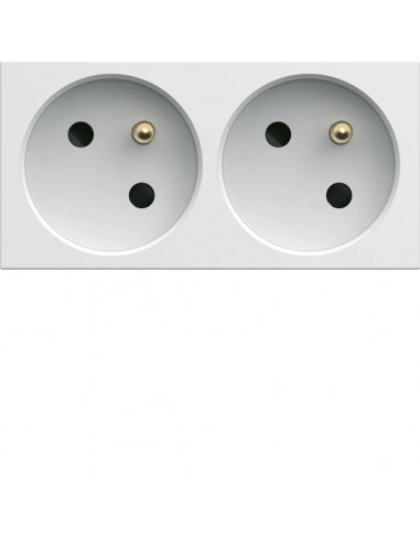Prise de courant double speciale goulotte gallery 2P+T 16A pure carton de 50 HAGER WXF422B50