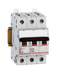 Disjoncteur DX³6000 arrivée haute départ bas à vis 3 Pôles 400V~ 16A courbe C peigne HX³ traditionnel LEGRAND 407829