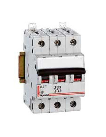 Disjoncteur DX³6000 arrivée haute départ bas à vis 3 Pôles 400V~ 16A courbe C peigne HX³ traditionnel LEGRAND 407829